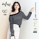 伊芙麗（eifini）【秦嵐同款】條紋三醋酸時髦罩衫針織衫女2026夏季新款百搭毛衫 藏青 M 105-115斤