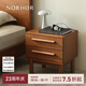NORHOR北歐表情/素住/日式中古復古/初木實木抽屜床頭柜/雙抽邊柜高腳 【現貨】胡桃色