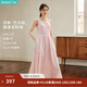 茵曼（INMAN）【苧麻棉】芭樂裙|背心連衣裙2026夏季女裝新款A字無袖長裙子 淺粉色 M