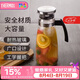 膳魔師（THERMOS）玻璃杯家用把手冷水壺耐熱1.3L大容量涼水果汁桶TCG2C-1300-S-WS