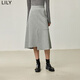 LILY秋新款女裝立體骨感舒適彈力休閑百搭通勤魚(yú)尾半身裙衛裙 501灰色 M