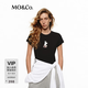 MO&Co.【姆明聯名】T恤2026夏新品彈力精梳棉燙鉆印花手繡MBF2TEE026 黑色 L /170
