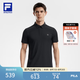 FILA 菁英POLO斐樂官方男子針織短袖POLO衫2026夏季新款防曬上衣 深黑-BK XL 180/100A/XL