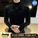 JEEP SPIRIT長(zhǎng)袖t恤男士2026秋季新款加絨保暖半高領(lǐng)打底衫上衣內(nèi)搭潮 黑色【奢級(jí)甄選】 M （適合115斤以內(nèi)）