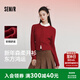 森馬（Semir）商場同款|騏驥紅色毛衣女2026新款細絞花學院風修身圓領miu系上衣 【新年鴻運】中國紅60669 XL