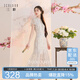 三彩【花影流光】2026夏季新款新中式連衣裙雪紡繡花中長裙C