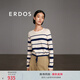 ERDOS 春夏精紡棉絨混紡圓領減齡海魂條紋法式套衫抽繩女針織衫 白 XL 170/92A