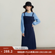 茵曼（INMAN）撞色假兩件拼接毛織連衣裙2025秋冬款時尚氣質通勤A字小黑裙 寶藍色 XL