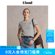 ELAND衣戀T恤女學院風圓領(lǐng)撞色條紋修身顯瘦短袖上衣夏季新款 象牙白/白色(39)Ivory L /170
