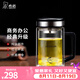希諾（heenoor）雙層玻璃杯男士耐熱防燙帶把帶手柄商務(wù)辦公玻璃水杯過濾茶杯子 【升級(jí)抗菌款】-純鈦部件420ml