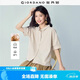 佐丹奴2026年夏季新款棉麻小翻領前短后長亞麻襯衫女短袖13346237