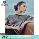 Navigare意大利小帆船短袖條紋T恤衫女夏季圓領百搭體恤衫簡約時尚上衣 黑白條紋 L