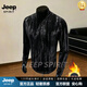 JEEP SPIRIT半高領(lǐng)2026秋季男士修身百搭肌理感上衣打底衫長袖t恤男內(nèi)搭潮 黑色 M 身高165左右