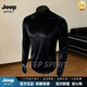 JEEP SPIRIT潮牌燙鉆高領打底衫秋季2026新款休閑舒適帥氣上衣男士長袖T恤 黑色 M 身高165左右