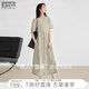 對(duì)白【懶人T恤裙】寬松直筒連衣裙女夏季2026新款中長(zhǎng)款休閑裙子 灰綠色 XL