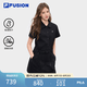 FILA FUSION斐樂潮牌女子梭織連衣裙2026夏季新款休閑涼感襯衫裙 正黑色-BK M 165/84A/M