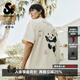 杰克·瓊斯（JACK&JONES）男裝26年純棉短袖T恤男士夏季潮流寬松卡通熊貓印花情侶半袖t恤 A08云米色 M 175寬松版，建議拍小一碼