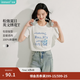 茵曼（INMAN）純棉字母刺繡女裝圓領短袖T恤百搭寬松休閑2026夏季新款上衣 米白色 M