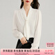 尚都比拉通勤飄帶領(lǐng)白色襯衫女秋季上衣珍珠扣設(shè)計(jì)氣質(zhì)休閑時(shí)尚洋氣襯衣