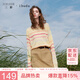 三彩2026春夏季新款條紋針織衫圓領(lǐng)長袖寬松罩衫休閑潮流女