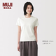 MUJI 女式涼感防汗漬圓領短袖T恤上衣打底衫內搭女裝女款夏季BB2WTA6S 白色 M (160/84A)