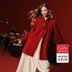 歌莉婭紅色天絲羊毛大衣女新年穿搭雙面呢外套1ECR6N600 53R椒紅 XS