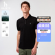 HAZZYS【索羅娜】哈吉斯男裝 夏季三粒扣休閑上衣短袖POLO衫男 黑色BK L （175/96A 48）