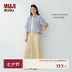 MUJI  女式 漢麻 棉 短袖襯衫女士襯衣外套26年夏季女裝女款 BC2AEC6S 淺棕色格紋 L （165/88A）