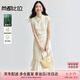 尚都比拉國風立領盤扣繡花連衣裙女夏季收腰顯瘦假兩件拼接裙氣質中長裙