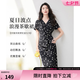 歐莎（OSA）法式波點(diǎn)連衣裙女2025夏新款氣質(zhì)高級(jí)感小個(gè)子雪紡中長款裙子 黑杏波點(diǎn) M