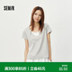 森馬（Semir）短袖T恤女夏季棉麻假兩件拼色U領2026簡約風時尚衣服109326100049
