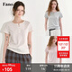 fano studios范洛Fano 自然系垂墜感復(fù)古T恤女2026夏季新款卷邊亨利領(lǐng)短袖上衣 奶白色 現(xiàn)貨 M