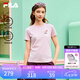 FILA 斐樂官方女裝針織短袖衫2026春新款時尚休閑小貓刺繡圓領涼感T恤 赤粉色-PK L (105) 170/88A/L