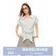 獨(dú)束女裝通勤連身袖條紋系帶襯衫2026夏裝城市淡人時(shí)尚穿搭上衣女 淺綠條 3XL （尺碼：5）