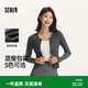 森馬針織開衫女短款緊身顯瘦正肩氣質秋季溫柔系純色圓領上衣百搭 黑灰色調00392 M