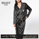 野獸派（THE BEAST）“日進斗金”小奶狗黑條紋印花22姆米真絲家居服套裝 男士 XL 