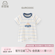 乖奇熊【輕氧棉】夏季寶寶短袖連體衣薄款嬰兒可愛哈衣爬服涼感可愛外出 牛仔藍(lán)/藍(lán)黃條紋 66cm