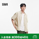 森馬（Semir）棉麻襯衫丨 短袖襯衫男夏季新款白色休閑上衣小寬松含亞麻外套