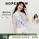紅袖（hopeshow）POLO領(lǐng)針織衫2026夏季新款女裝撞色絲巾獨(dú)特漂亮miu系氣質(zhì)上衣 淺粉藍(lán)401 M