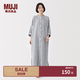 MUJI 女式楊柳紗織五分袖連衣裙睡裙女裝純棉七夕情人節禮物 FD1NWC6S 藏青色條紋 S （155/80A）