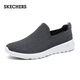 斯凱奇（Skechers）男鞋夏季透氣舒適一腳蹬休閑鞋輕便健步中老年百搭防滑運動鞋 54609-黑色/灰色BKGY 42