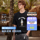 HAZZYS【涼感】哈吉斯男裝 26新款夏季短袖T恤男PHIZ印花男上衣 黑色BK L （175/96A 48）
