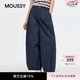 moussy 2026夏季新品復古通勤風高腰寬松休閑長褲女028JSC31-1067 140藏青色 S