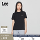 Lee標(biāo)準(zhǔn)版圓領(lǐng)經(jīng)典小Logo男女同款短袖T恤休閑潮流LUT0053984LE 黑色（尺碼偏大，拍小一碼） L