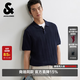 杰克·瓊斯（JACK&JONES）男裝上衣polo短袖常規(guī)豎向條紋針織面料翻領圖案潮流 E37墨藍 常規(guī) M （175）
