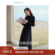 茵曼（INMAN）2025秋冬女裝新款燈芯絨連衣裙新品長(zhǎng)袖休閑針織禮服中長(zhǎng)裙子 午夜黑-18348357H1 XL