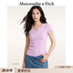 Abercrombie & Fitch經典大麋鹿圖案美式修身小V領短袖打底T恤26春夏女裝139-6119 淺粉色 S (165/88A)