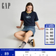 蓋璞Gap男女裝2026春季新款純棉logo字母寬松短袖T恤百搭上衣 海軍藍(lán) 866079 M (170/92A)亞洲尺碼