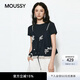 moussy 2026夏季新品文藝風假兩件蕾絲碎花短袖T恤028JSC80-1027 140藏青色 均碼