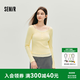 森馬（Semir）長袖T恤女秋短款假兩件蕾絲花邊修身新款小性感氣質(zhì)上衣 黃色調(diào)00333 M